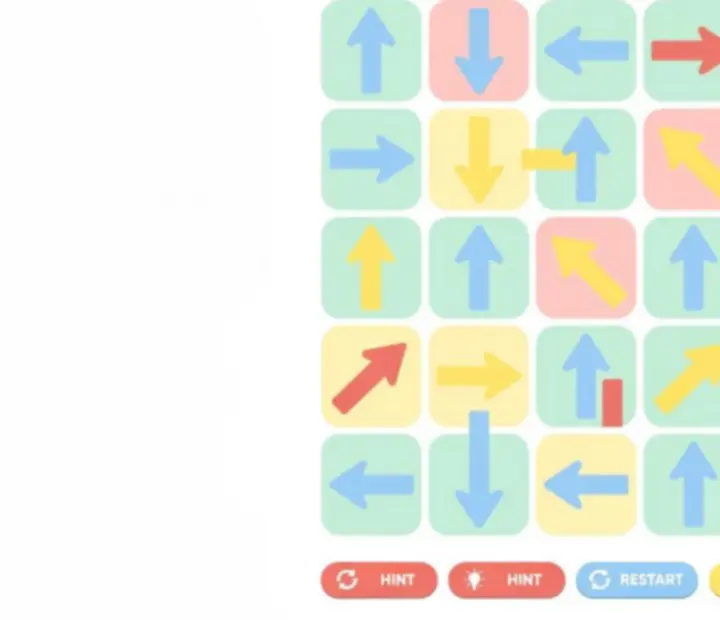 Colourful Arrow Tap: Escape Puzzle board showing directional arrows and blocked paths.