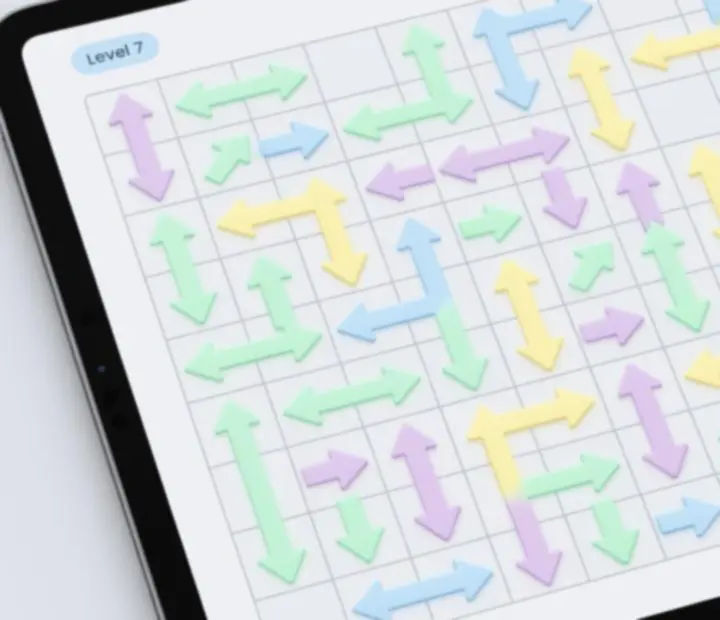Example of a complex Arrow Tap board with multiple overlapping arrow directions