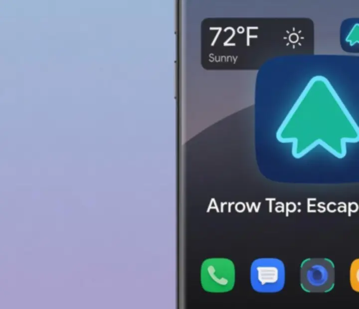 Android home screen style launcher with a shortcut to Arrow Tap: Escape Puzzle