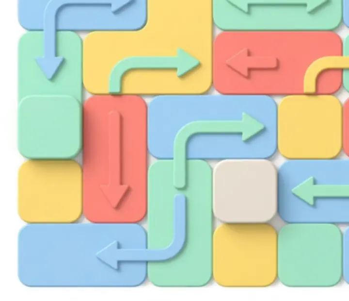 Illustration of an Arrow Tap: Escape Puzzle board with colourful arrows and blocked paths